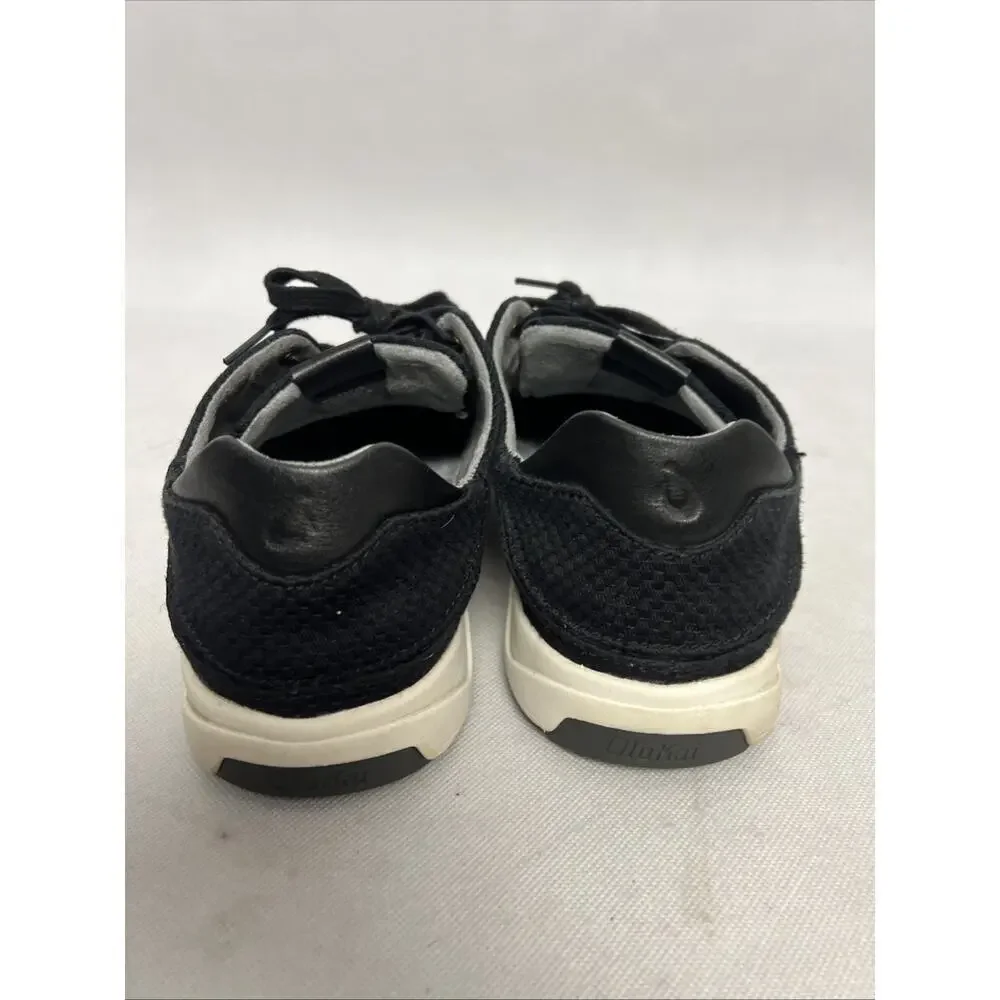 Olukai Lae' Ahi Li Black Canvas Lace Up Sneakers Shoes Mens Size 10